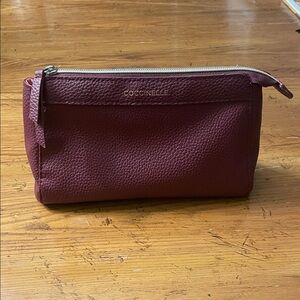 Coccinelle Burgundy Pebbled Leather Makeup Case